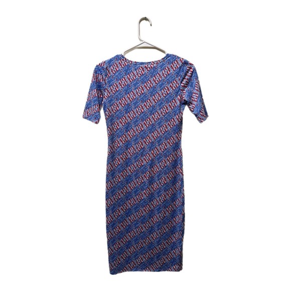LulaRoe Julia Short Sleeve Blue and Red 67 Dress, XXS, Pre-owned - Picture 2 of 5